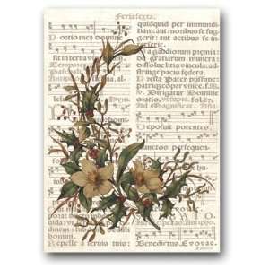Gregorian Chant with Sepia Holly   5 x 7 Vellum Overlay Christmas 