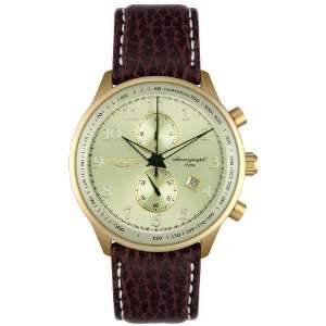  Mens Chronograph Brown Leather Electronics