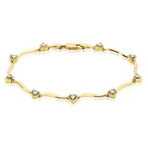    10K Yellow Gold 1/2 ct. Diamond Heart Bracelet: Katarina: Jewelry