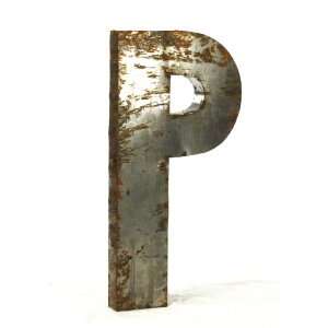    Industrial Rustic Metal Large Letter P 36H