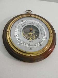 Selsi Germany 7 Round Hardwood Brass Barometer  