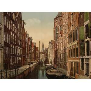 Vintage Travel Poster   Old Zyds the Kolk (canal) Amsterdam Holland 