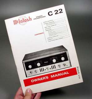 MCINTOSH C 22 C22 TUBE AUDIO PRE AMPLIFIER 12AX7 MANUAL  