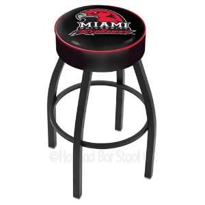 Miami Ohio Redhawks Logo Black Wrinkle Swivel Bar Stool Base with 4 