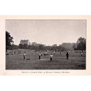 1910 Halftone Print Baseball Central Park Team Sport Field 