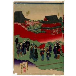 Japanese Print Toykyo tetsudo basha zu sensoji kei. TITLE TRANSLATION 