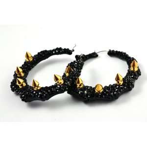 Basketball Wives Spikes Out Paparazzi Bamboo Earrings Erh02416jet 