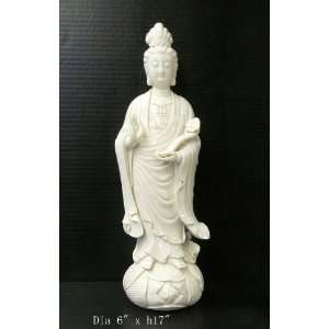   Cream White Porcelain Ru Yi Kwan Yin Statue: Home & Kitchen