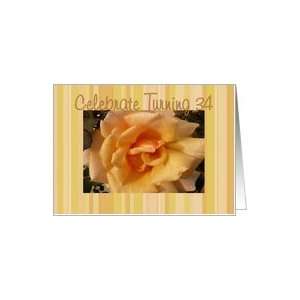  34th Birthday, Peachy rose on stripes Card Toys & Games