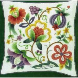    Jeweled Jacobean Pillow   Embroidery Kit Arts, Crafts & Sewing