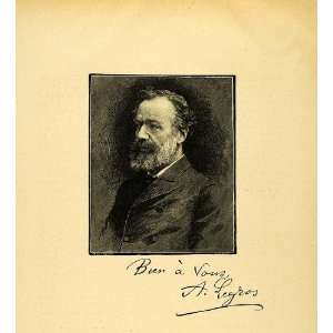  1887 Wood Engraving Alphonse Legros Artist Portrait 
