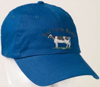 Holstein Dairy Cow Custom Farm Name on Hat  