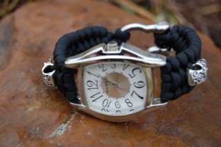 The ULTIMATE Paracord Survival Watch in Black & Silver  