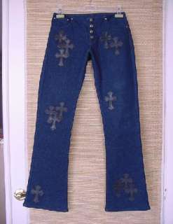CHROME HEARTS Jean Leather Crosses Sterling dtl NEW 28R  