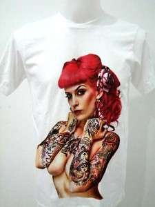 Sexy Tattoo Shirt Girl Miami Ink Lil Wayne Rock Pin up Girls Hip Hop 