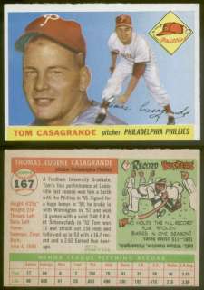 5697) 1955 Topps 167 Tom Casagrande Phillies   EX+  
