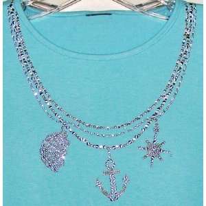   Shirt  Seashell Neckline, Crystal, Silver & Gold   Sizes S, M, L or XL