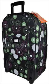   Set Luggage Rolling Wheeled Color CIRCLES Hard Back Expandable BLACK