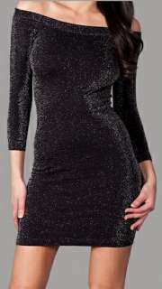 bebe Beautiful Black Lace Back 3/4 Sleeve Stretch Mini Dress  