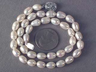 Necklace Fresh Water Pearl White 10mm Rice Strand  