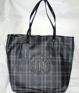 TOMMY HILFIGER womens purse TOTE Handbag bag black gray  