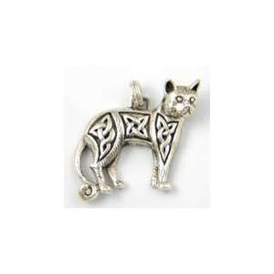    Sterling Silver Celtic CAT Pendant Knotwork Standing Jewelry
