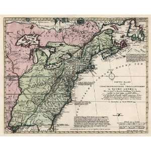  Antique Map of Colonial America (1755) by Isaak Tirion 