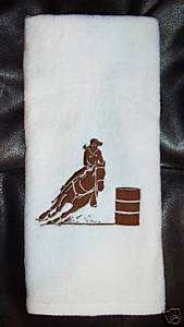 Barrel Racer Racing white hand Towel horse rodeo NEW!  