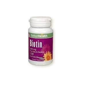  Better Health Biotin 100 Capsules 1000 Mcg: Health 