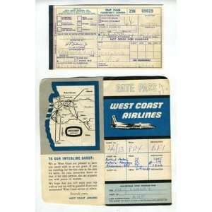  West Coast Airlines Ticket Jacket / Gate Pass + 1960 