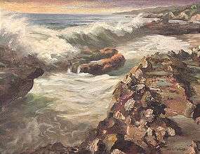 California Plein Air Seascape Listed Artist W.E.Rollins  