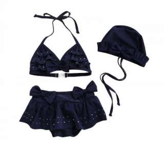 Dark Blue Girl Swimsuit Swimwear Bather Tankini Bikini  
