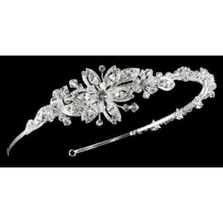 Trendy Side Rhinestone Inlaid Metal Flower Bridal Tiara  