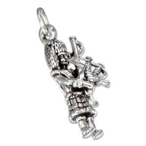  Sterling Silver Three Dimensional Scottish Bagpipe Player 
