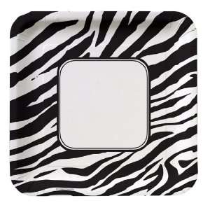  Animal Print Square Paper Luncheon Plates   Zebra: Kitchen 