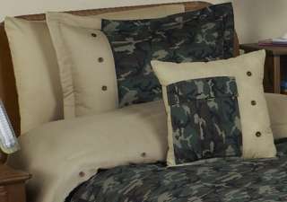 GREEN BROWN CAMO ARMY BOY CHILDRENS TEEN FULL QUEEN SIZED BEDDING SET 