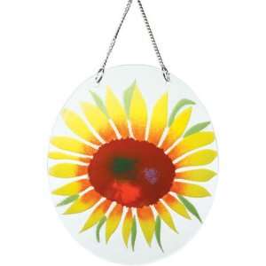 Fusion Art Glass 7 Inch Suncatcher with Radiating Sunflowers Design