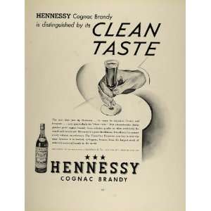 1936 Ad Three Star Hennessy Cognac Brandy Schieffelin   Original Print 