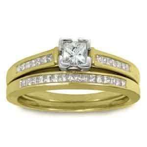   14k Yellow Gold Princess Diamond Bridal Set Ring (0.70 ctw): Jewelry