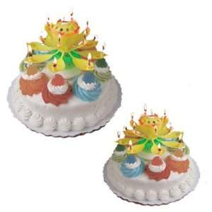   Birthday Cake Topper Candle (Set of 2) Flower shaped Sparkler Home