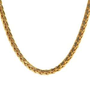   Gold Italian 4mm Yellow Gold Hollow Wheat Chain Necklace, 22 Jewelry