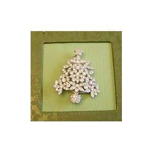    Bejeweled Christmas Holiday Tree Crystal Brooch Pin: Jewelry