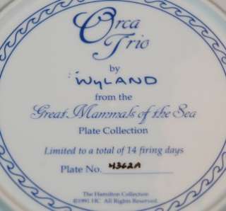 Hamilton/WYLANDLtd Ed Plate ORCA TRIO Great Mammals of the Sea  