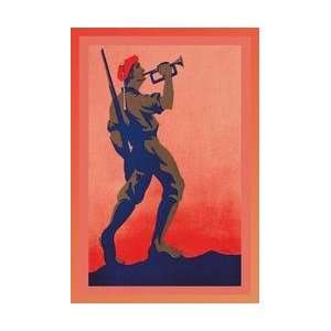  Spanish Soldier Blowing Horn 28x42 Giclee on Canvas
