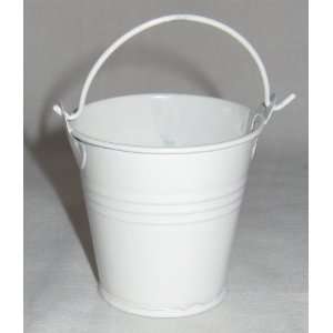  Miniature White Painted Gift Tin Pail or Candy Bucket 2.5 