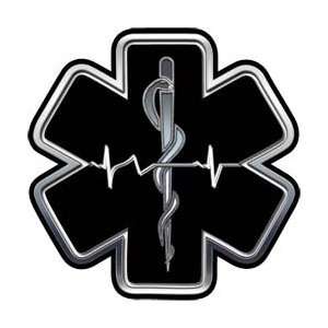  Black and White EMT EMS Star Of Life With Heartbeat   12 
