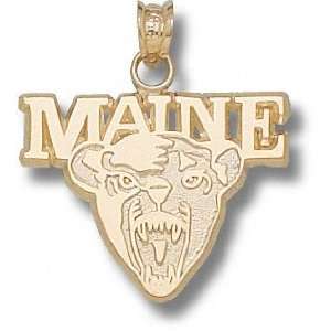 Maine Black Bears Solid 10K Gold MAINE Bear Pendant:  
