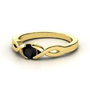   : Cross My Heart Ring, Round Black Onyx 14K Yellow Gold Ring: Jewelry