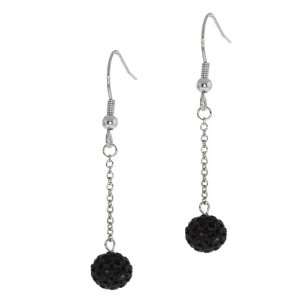  2 Hot 8mm Black Pave Disco Ball Dangle Earrings: Jewelry