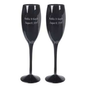   Black Wedding Flutes   Tableware & Party Glasses: Health & Personal